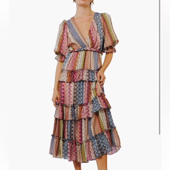Ciebon Dresses & Skirts - CIEBON Madelyn Stripe Tiered Midi Dress | Boho | Resort, Worn Once, Size Medium